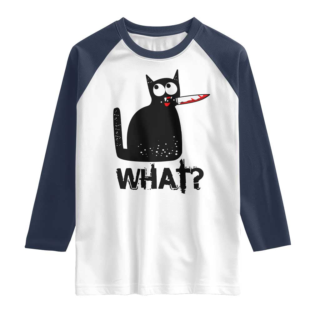 Funny Black Cat Raglan Shirt What Kitten Murderous - Wonder Print Shop