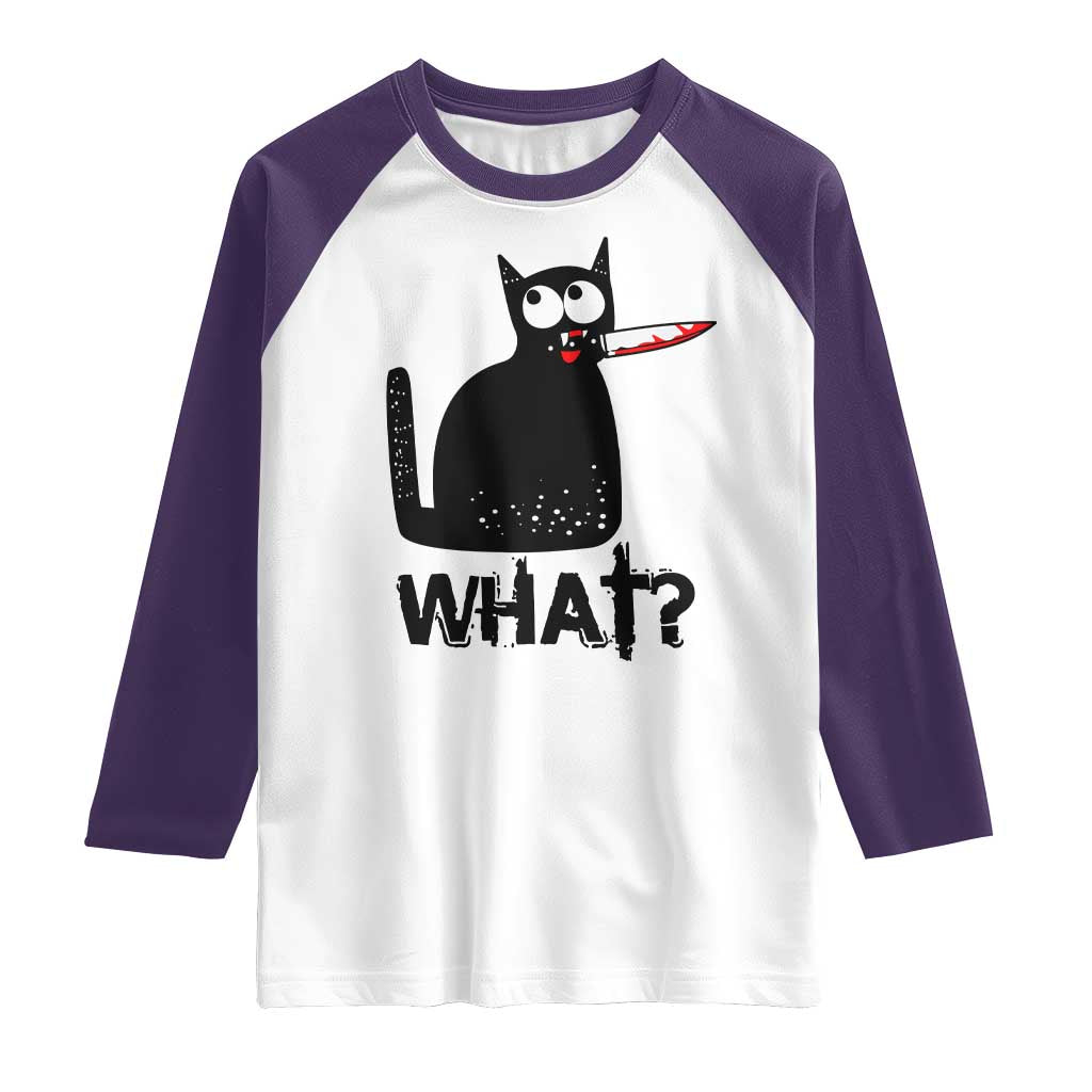 Funny Black Cat Raglan Shirt What Kitten Murderous - Wonder Print Shop