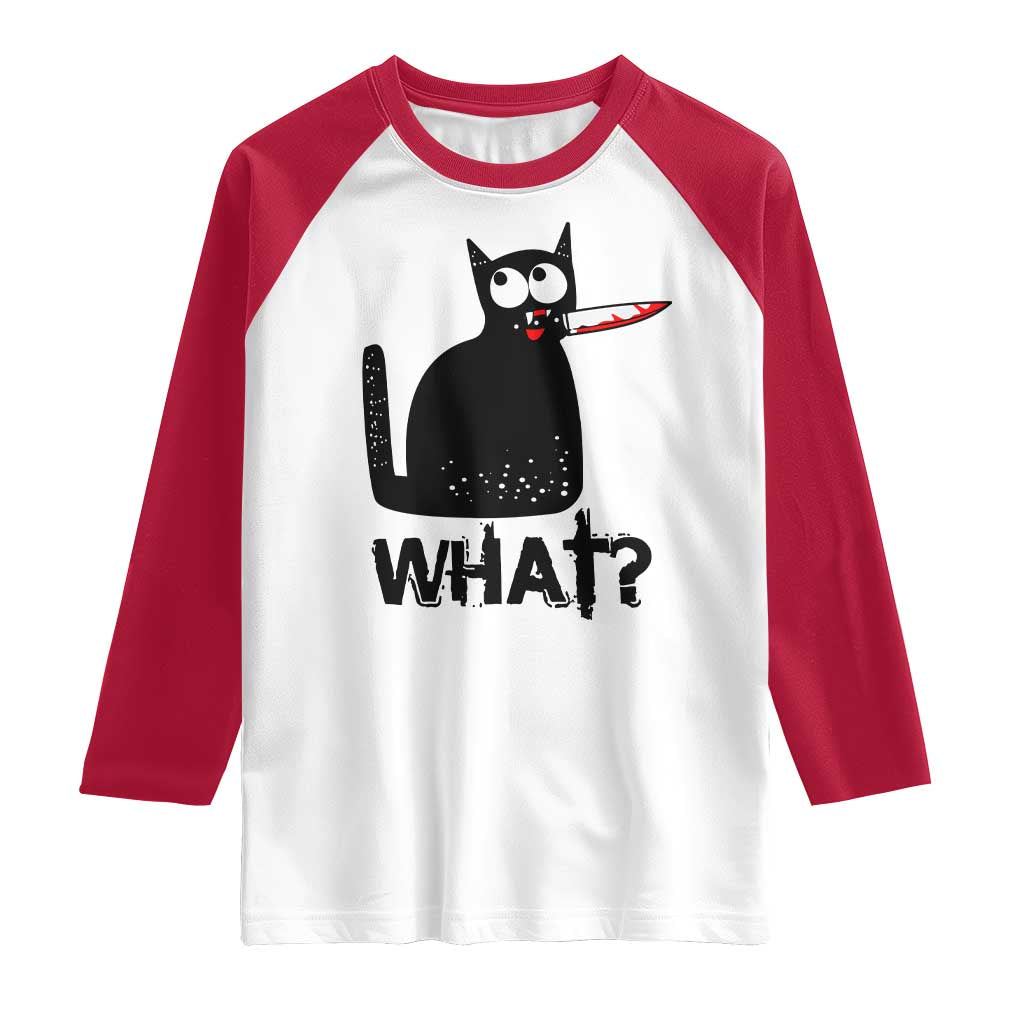 Funny Black Cat Raglan Shirt What Kitten Murderous - Wonder Print Shop