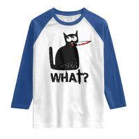 Funny Black Cat Raglan Shirt What Kitten Murderous - Wonder Print Shop