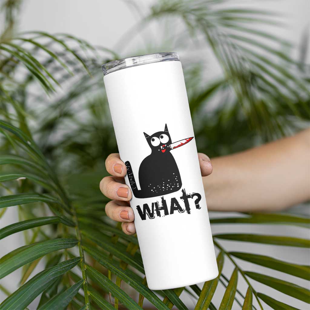 Funny Black Cat Skinny Tumbler What Kitten Murderous - Wonder Print Shop