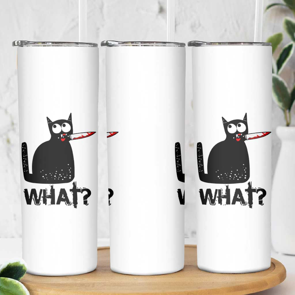 Funny Black Cat Skinny Tumbler What Kitten Murderous - Wonder Print Shop