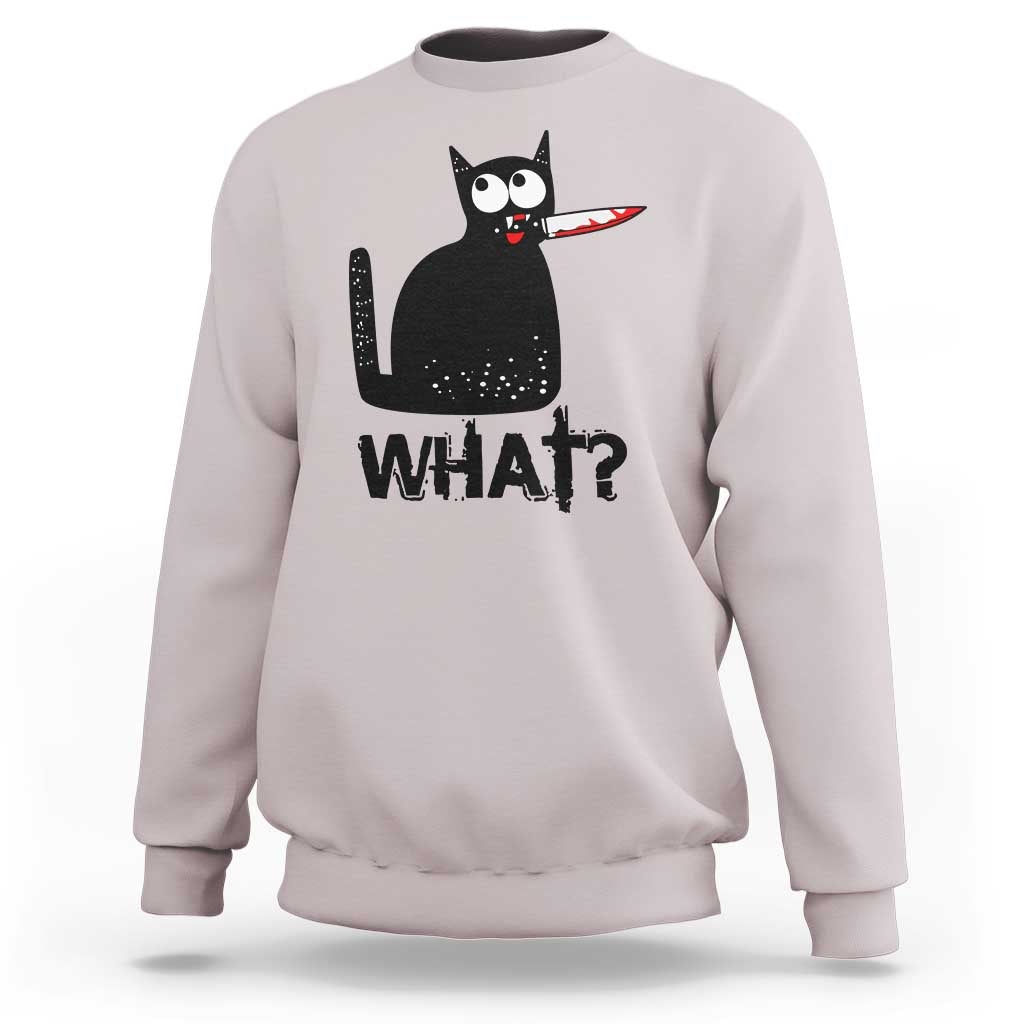 Funny Black Cat Sweatshirt What Kitten Murderous - Wonder Print Shop