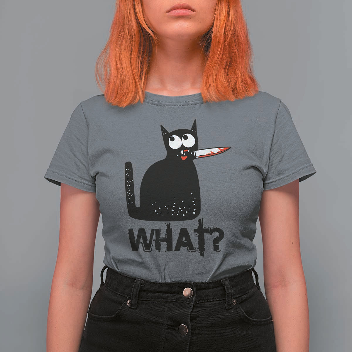 Funny Black Cat T Shirt For Women What Kitten Murderous - Wonder Print Shop