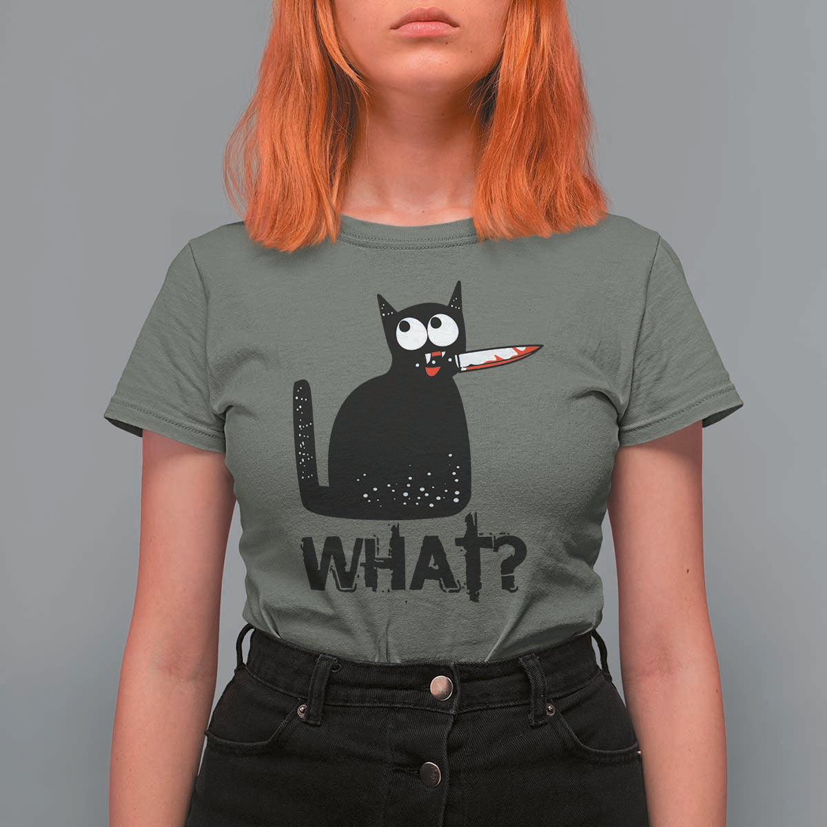 Funny Black Cat T Shirt For Women What Kitten Murderous - Wonder Print Shop