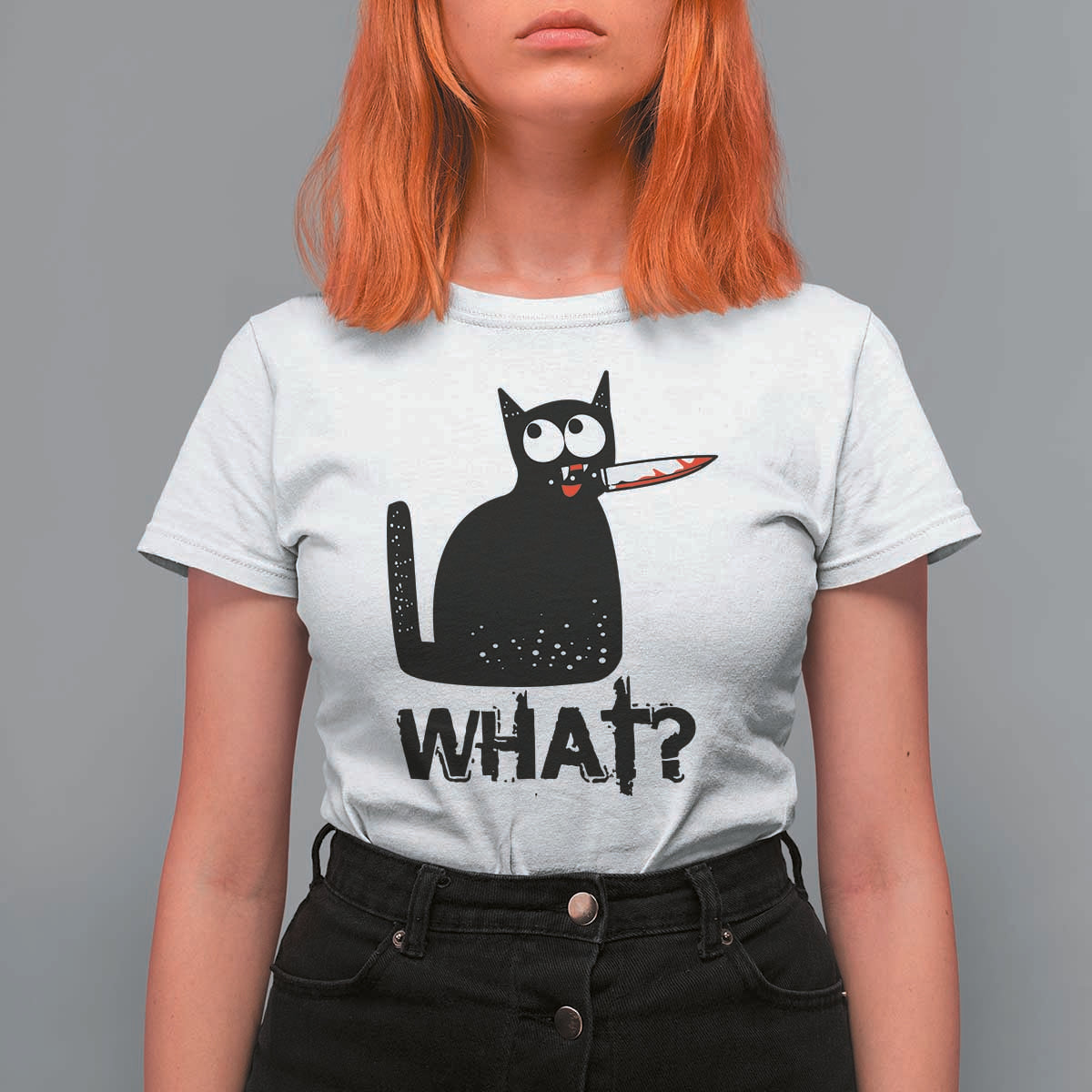 Funny Black Cat T Shirt For Women What Kitten Murderous - Wonder Print Shop