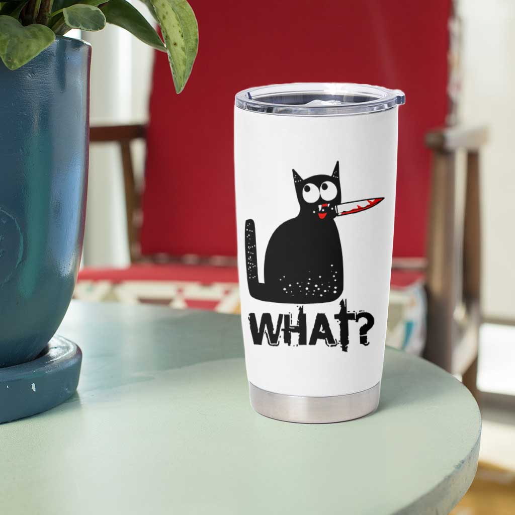 Funny Black Cat Tumbler Cup What Kitten Murderous - Wonder Print Shop