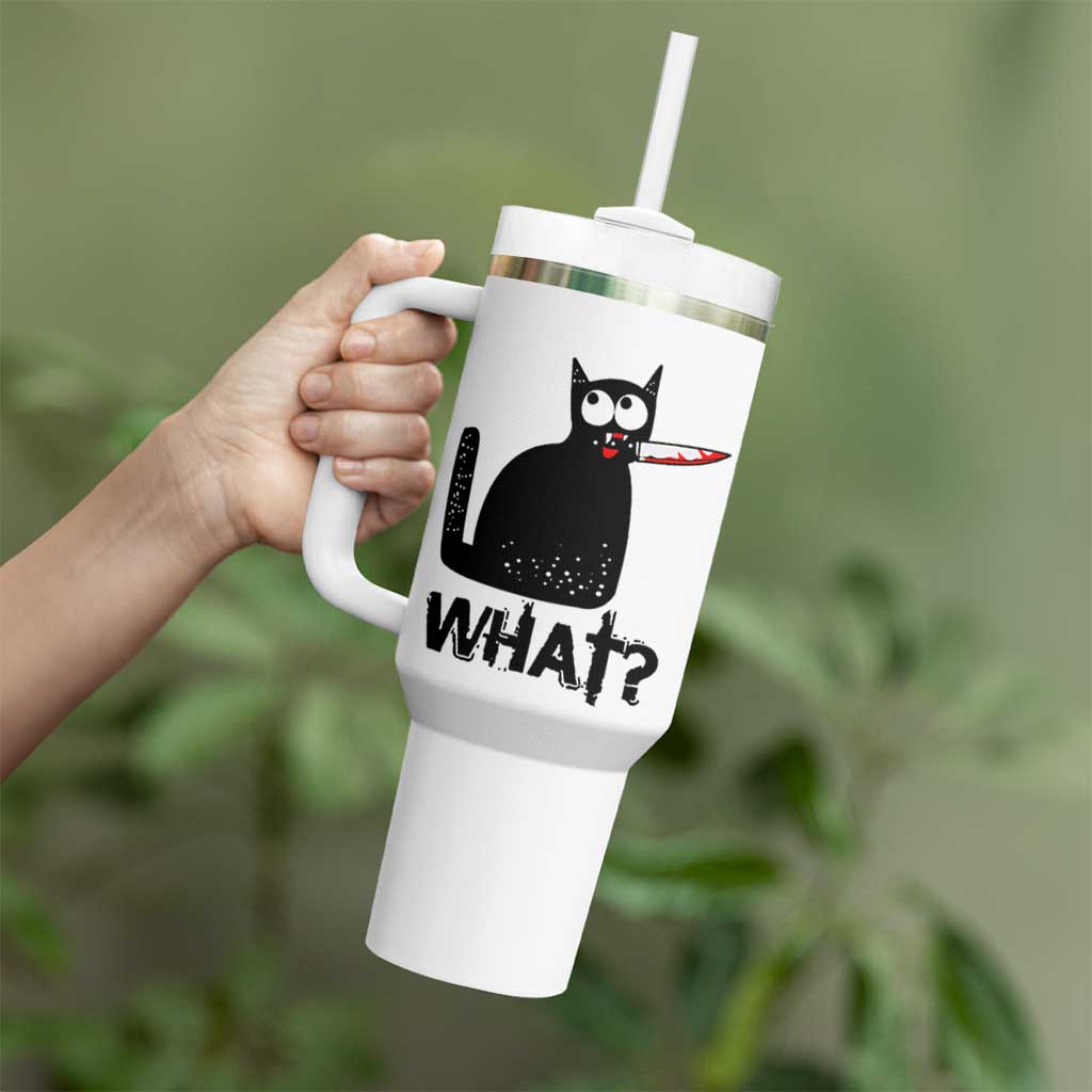 Funny Black Cat Tumbler With Handle What Kitten Murderous - Wonder Print Shop