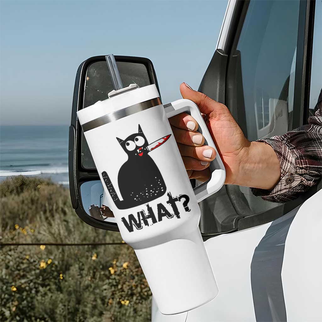 Funny Black Cat Tumbler With Handle What Kitten Murderous - Wonder Print Shop