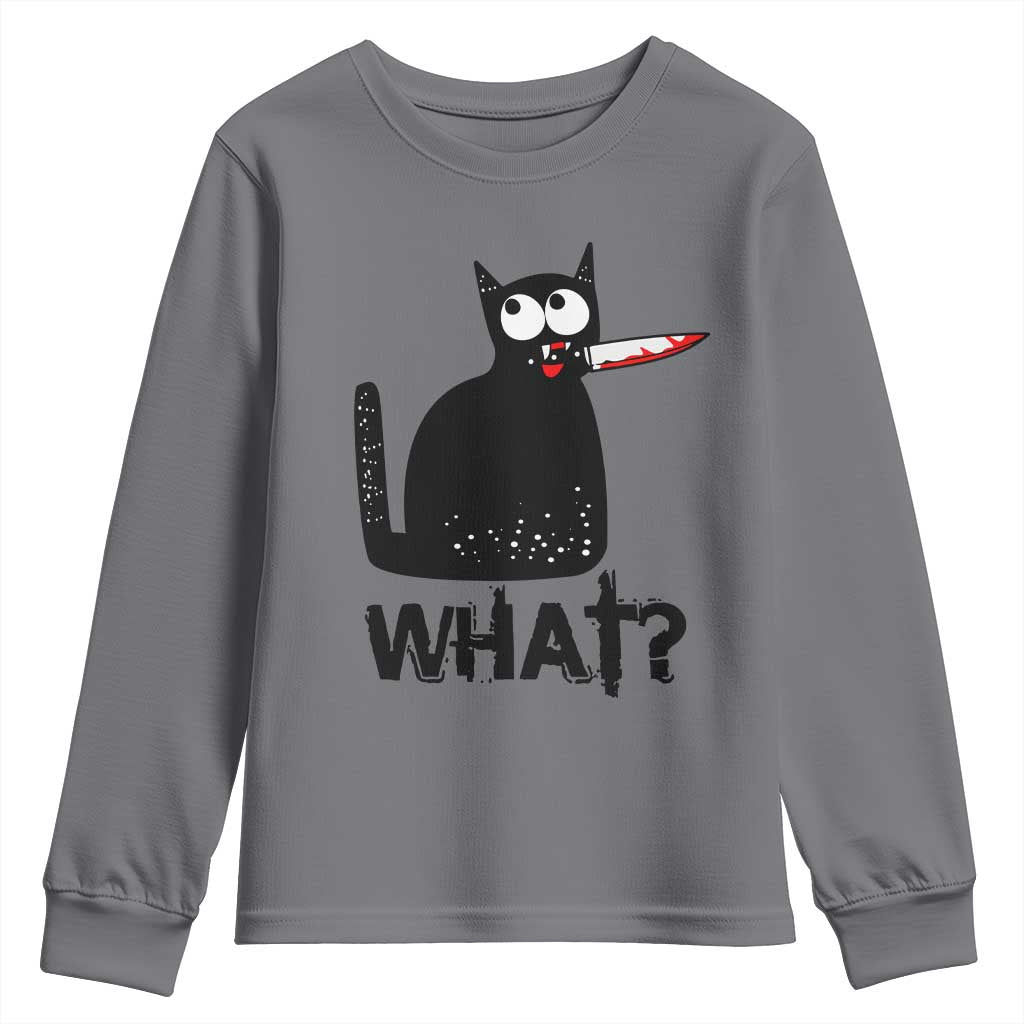 Funny Black Cat Youth Sweatshirt What Kitten Murderous - Wonder Print Shop