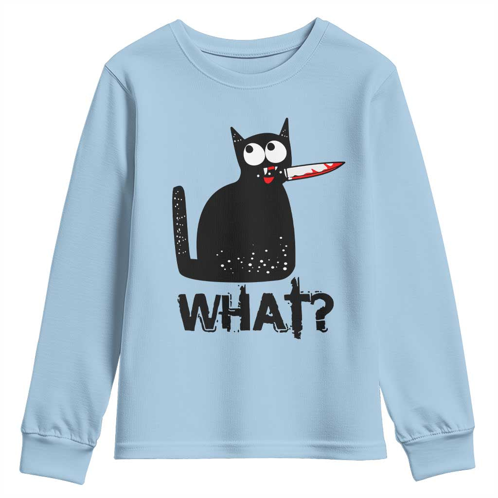Funny Black Cat Youth Sweatshirt What Kitten Murderous - Wonder Print Shop