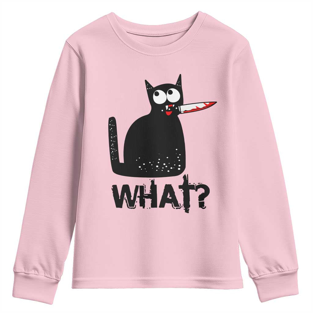 Funny Black Cat Youth Sweatshirt What Kitten Murderous - Wonder Print Shop
