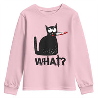 Funny Black Cat Youth Sweatshirt What Kitten Murderous - Wonder Print Shop