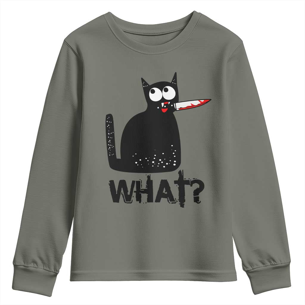 Funny Black Cat Youth Sweatshirt What Kitten Murderous - Wonder Print Shop