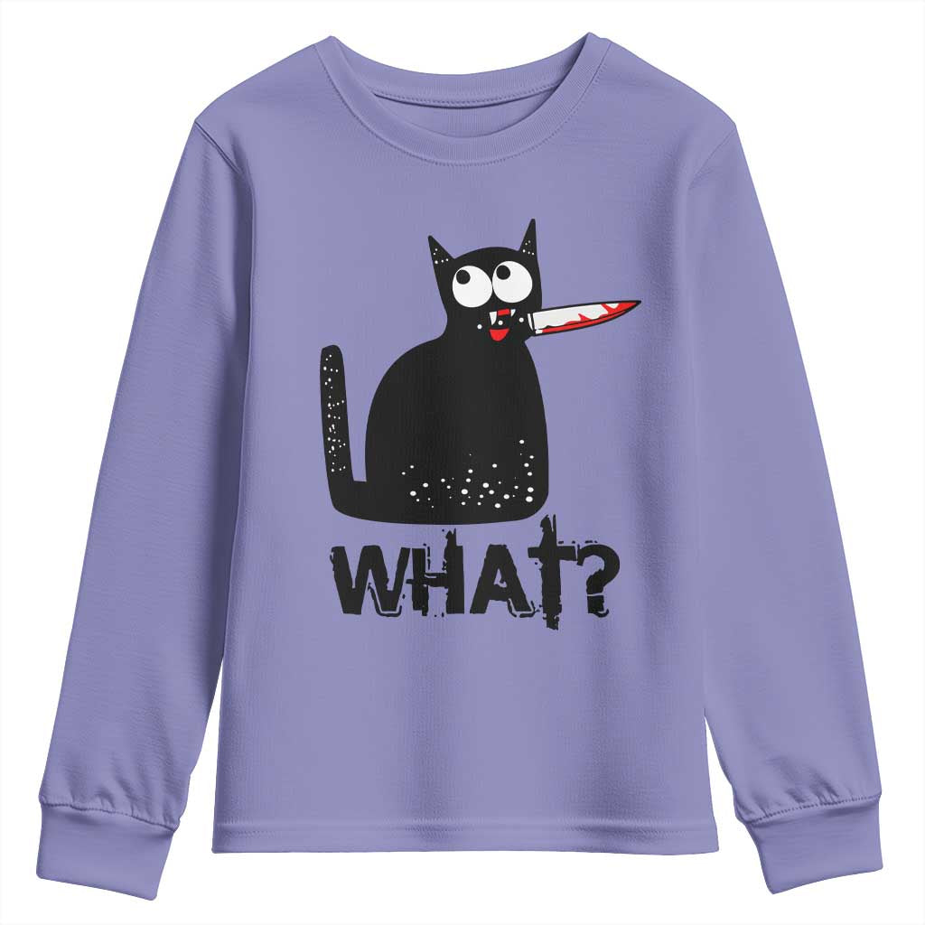 Funny Black Cat Youth Sweatshirt What Kitten Murderous - Wonder Print Shop