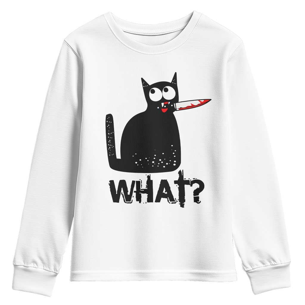 Funny Black Cat Youth Sweatshirt What Kitten Murderous - Wonder Print Shop