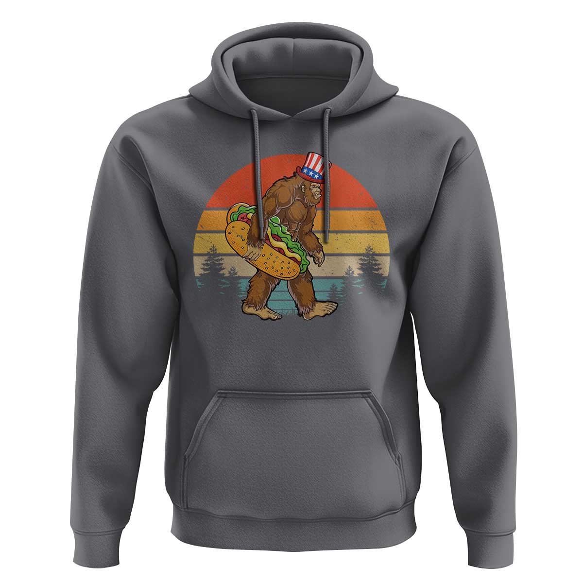 Funny Bigfoot Hoodie Carrying Hot Dog 4th Of July - Wonder Print Shop