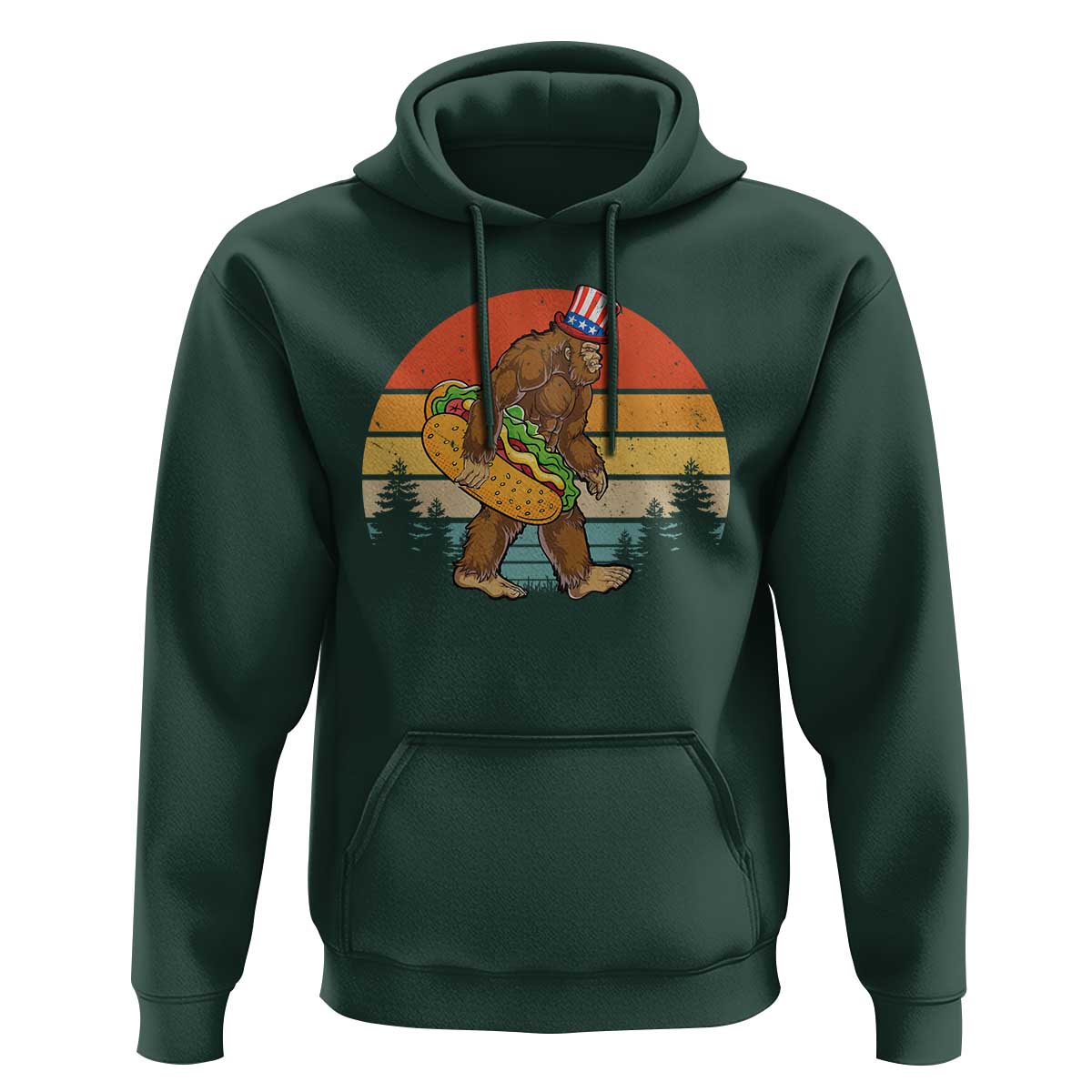 Funny Bigfoot Hoodie Carrying Hot Dog 4th Of July - Wonder Print Shop