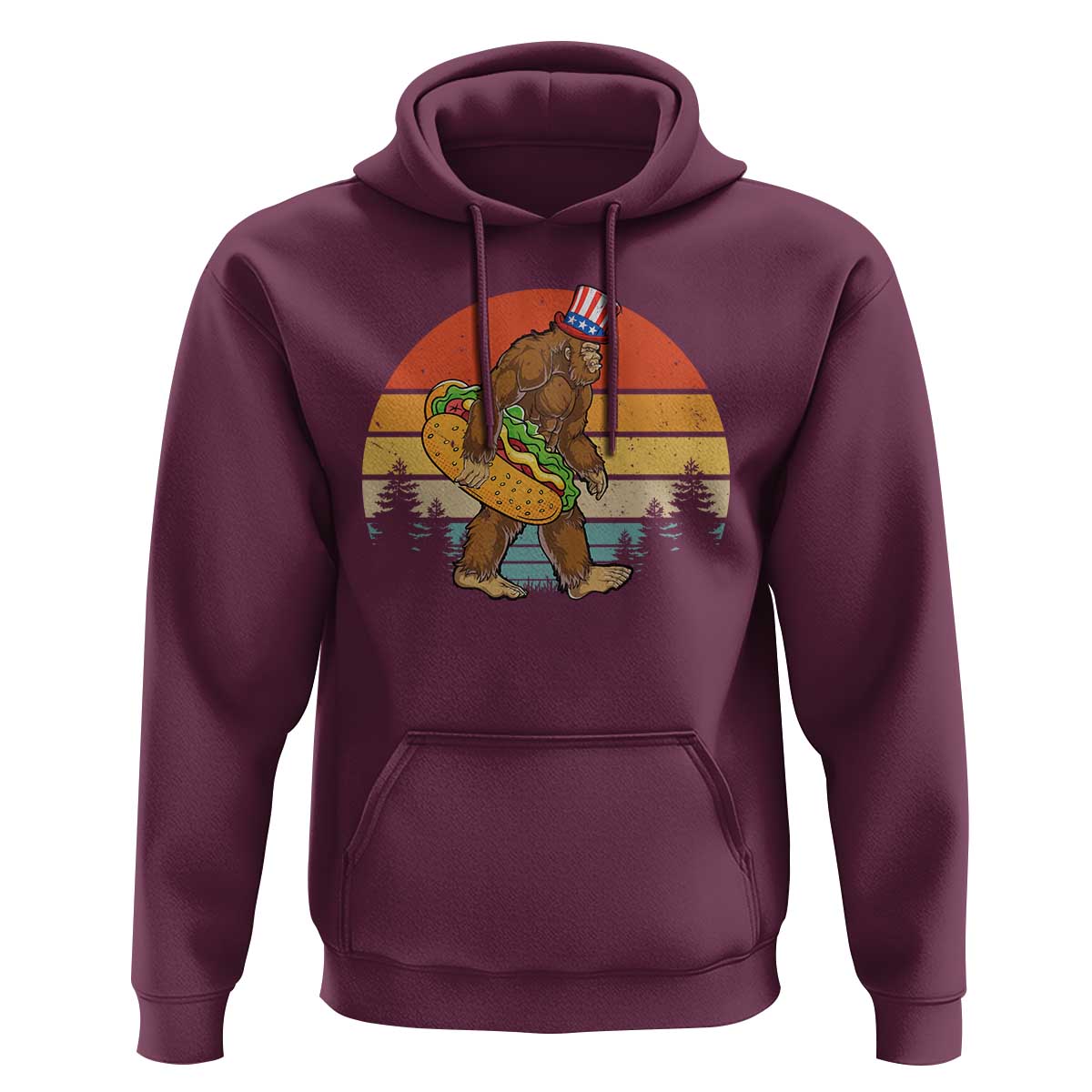 Funny Bigfoot Hoodie Carrying Hot Dog 4th Of July - Wonder Print Shop