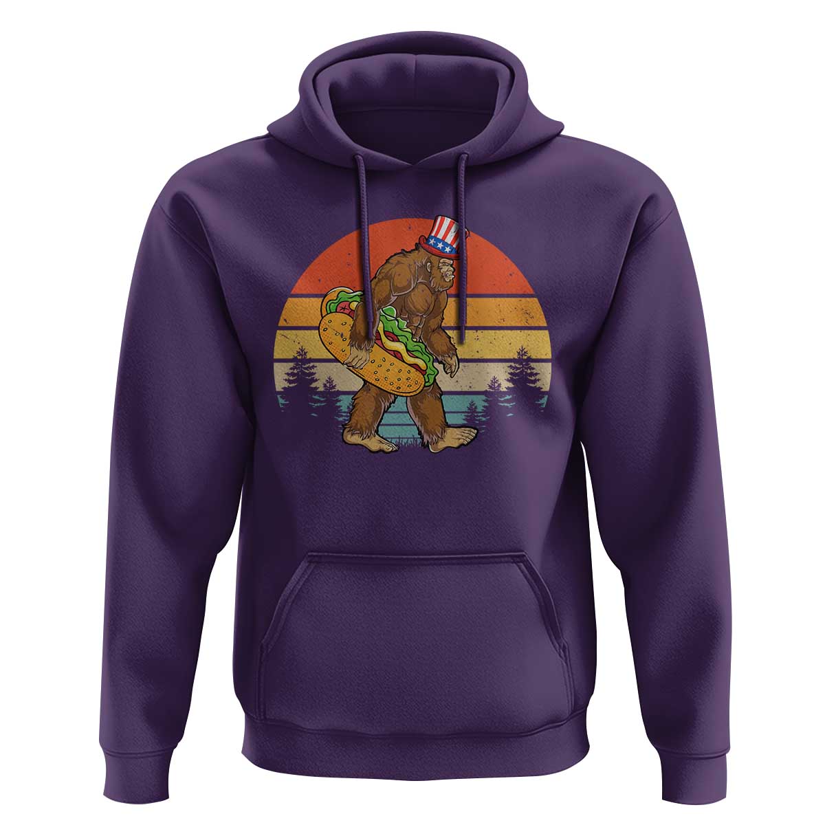 Funny Bigfoot Hoodie Carrying Hot Dog 4th Of July - Wonder Print Shop