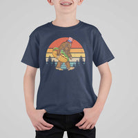 Funny Bigfoot T Shirt For Kid Carrying Hot Dog 4th Of July - Wonder Print Shop