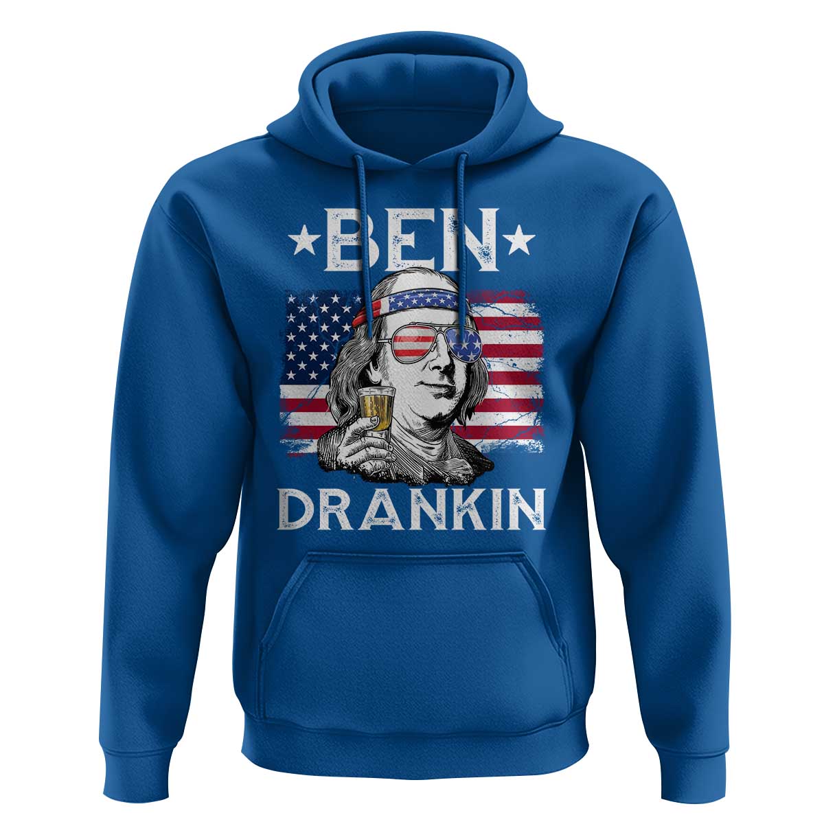 Funny 4th Of July Drinking Hoodie Ben Drankin Beer Mug American Flag - Wonder Print Shop