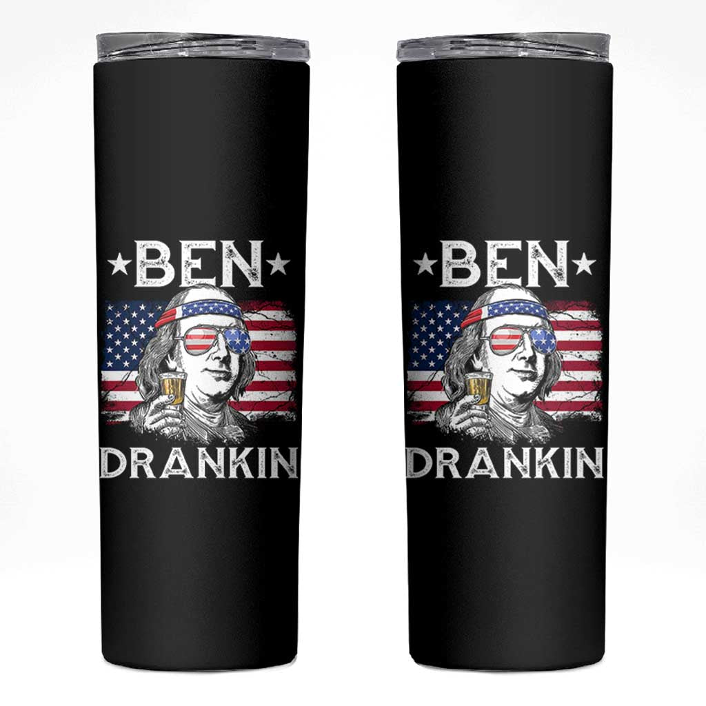 Funny 4th Of July Drinking Skinny Tumbler Ben Drankin Beer Mug American Flag - Wonder Print Shop