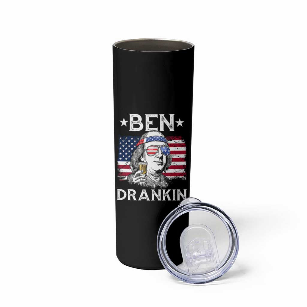Funny 4th Of July Drinking Skinny Tumbler Ben Drankin Beer Mug American Flag - Wonder Print Shop