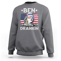 Funny 4th Of July Drinking Sweatshirt Ben Drankin Beer Mug American Flag - Wonder Print Shop