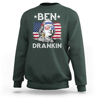 Funny 4th Of July Drinking Sweatshirt Ben Drankin Beer Mug American Flag - Wonder Print Shop