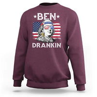 Funny 4th Of July Drinking Sweatshirt Ben Drankin Beer Mug American Flag - Wonder Print Shop