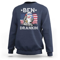 Funny 4th Of July Drinking Sweatshirt Ben Drankin Beer Mug American Flag - Wonder Print Shop