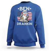 Funny 4th Of July Drinking Sweatshirt Ben Drankin Beer Mug American Flag - Wonder Print Shop