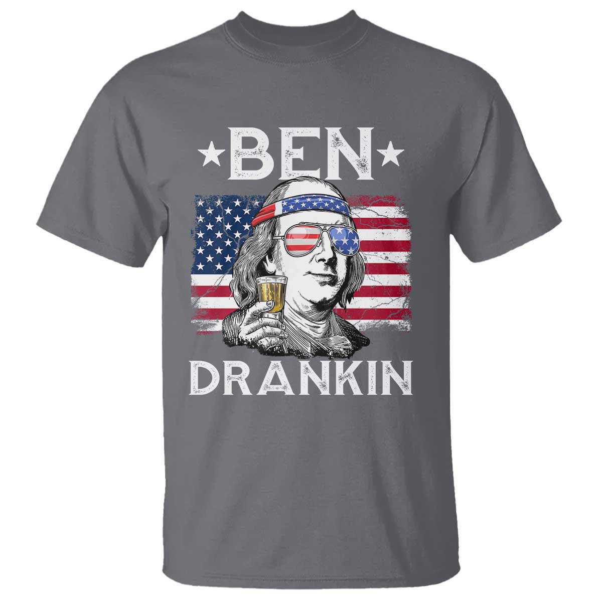 Funny 4th Of July Drinking T Shirt Ben Drankin Beer Mug American Flag - Wonder Print Shop