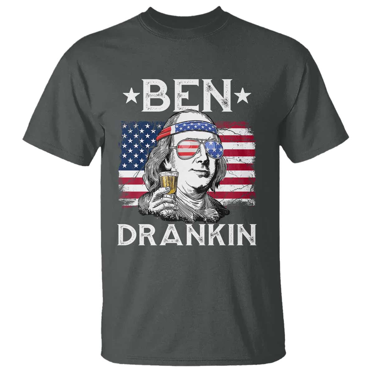 Funny 4th Of July Drinking T Shirt Ben Drankin Beer Mug American Flag - Wonder Print Shop