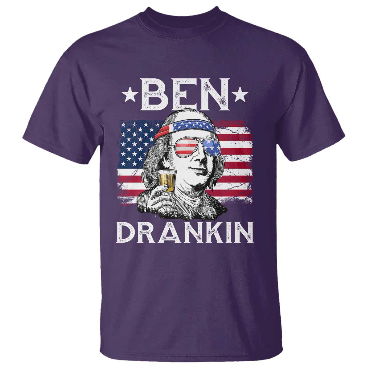 Funny 4th Of July Drinking T Shirt Ben Drankin Beer Mug American Flag - Wonder Print Shop