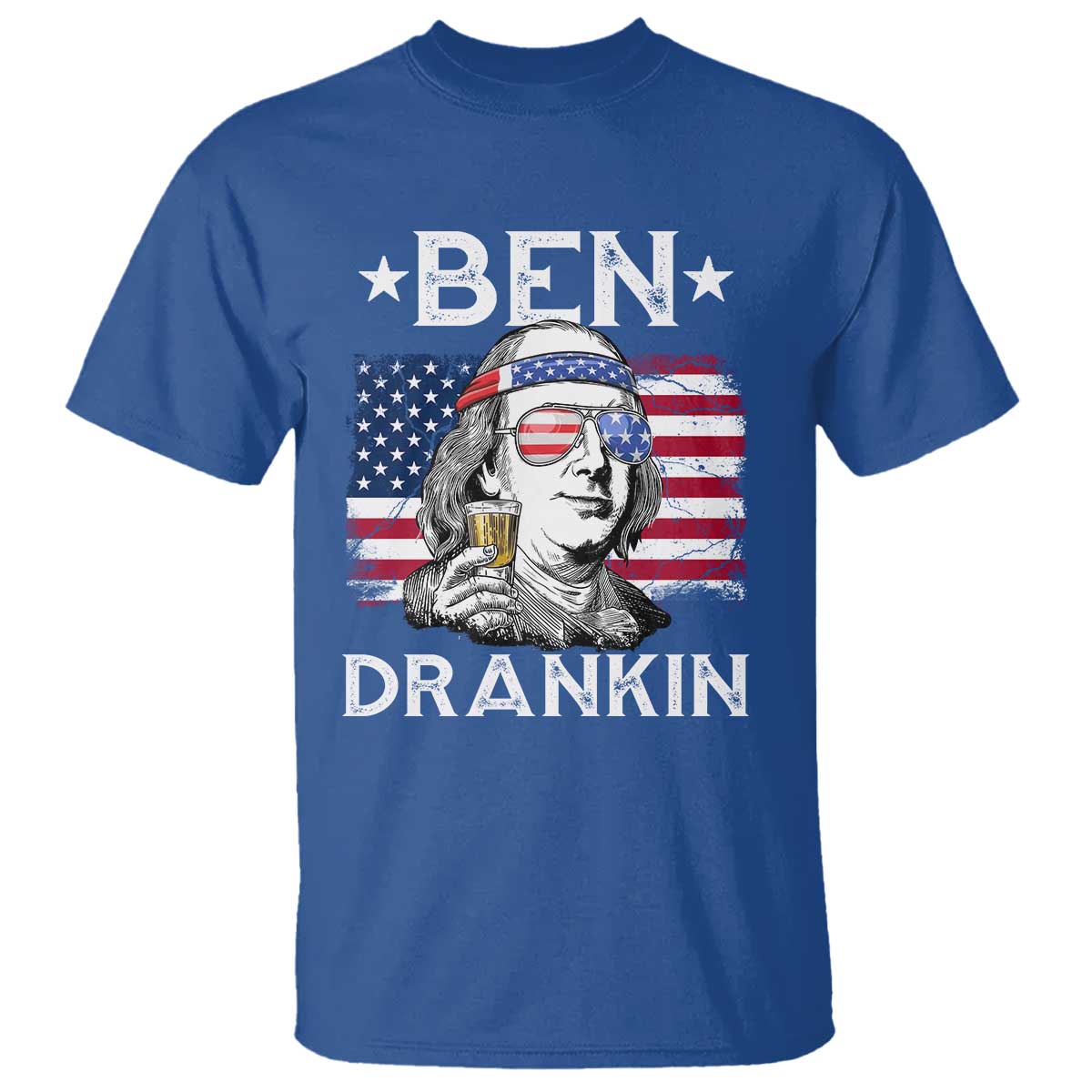 Funny 4th Of July Drinking T Shirt Ben Drankin Beer Mug American Flag - Wonder Print Shop