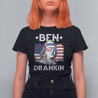 Funny 4th Of July Drinking T Shirt For Women Ben Drankin Beer Mug American Flag - Wonder Print Shop
