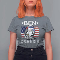 Funny 4th Of July Drinking T Shirt For Women Ben Drankin Beer Mug American Flag - Wonder Print Shop