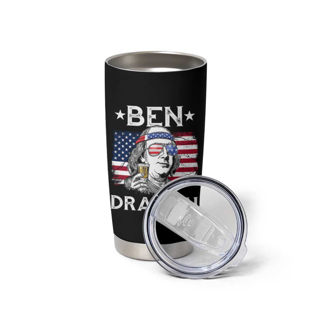 Funny 4th Of July Drinking Tumbler Cup Ben Drankin Beer Mug American Flag - Wonder Print Shop
