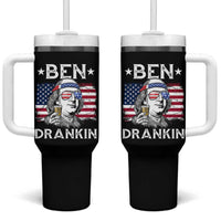 Funny 4th Of July Drinking Tumbler With Handle Ben Drankin Beer Mug American Flag - Wonder Print Shop