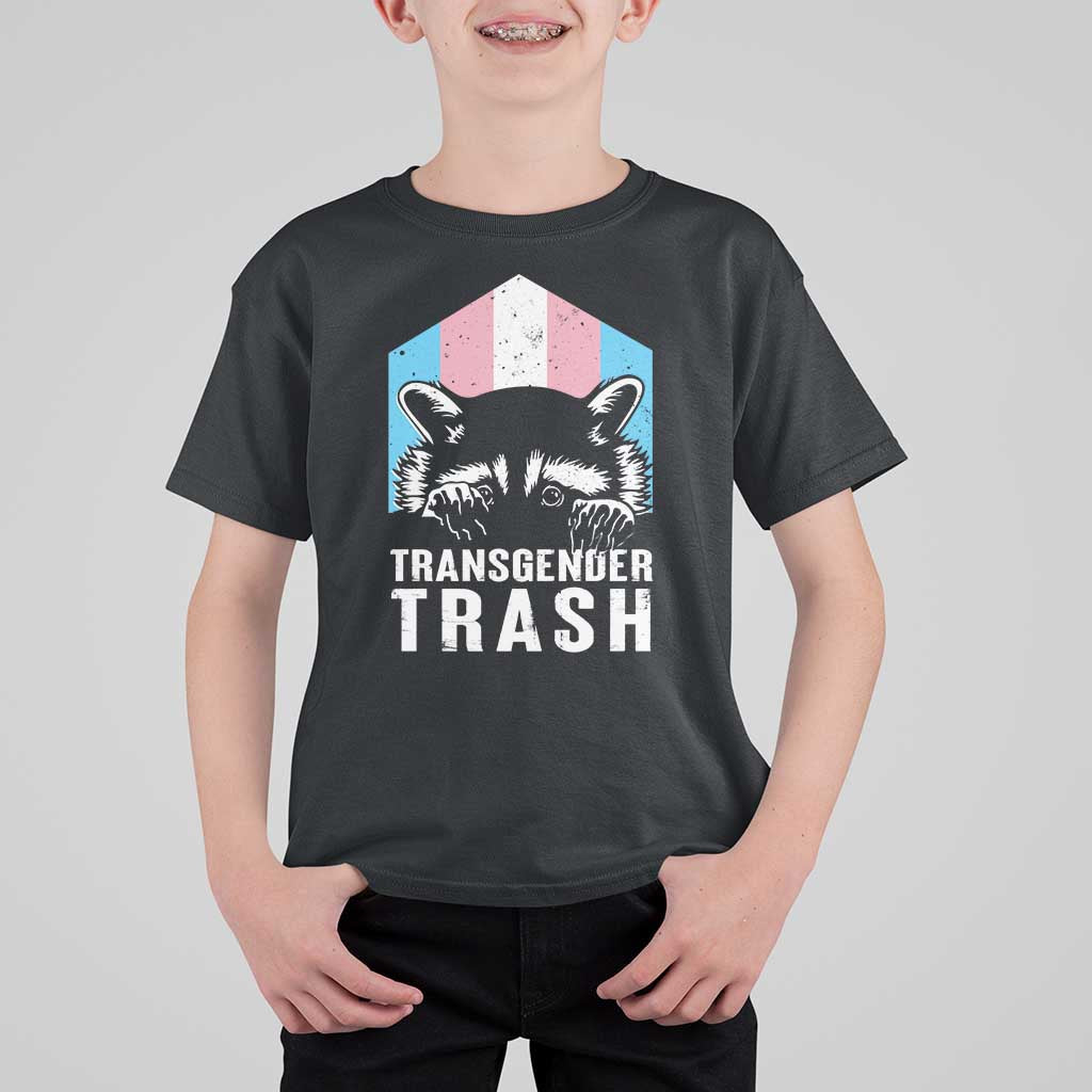 Transgender Trash Raccoon T Shirt For Kid LGBT Vintage Rainbow Flag Pride Month - Wonder Print Shop