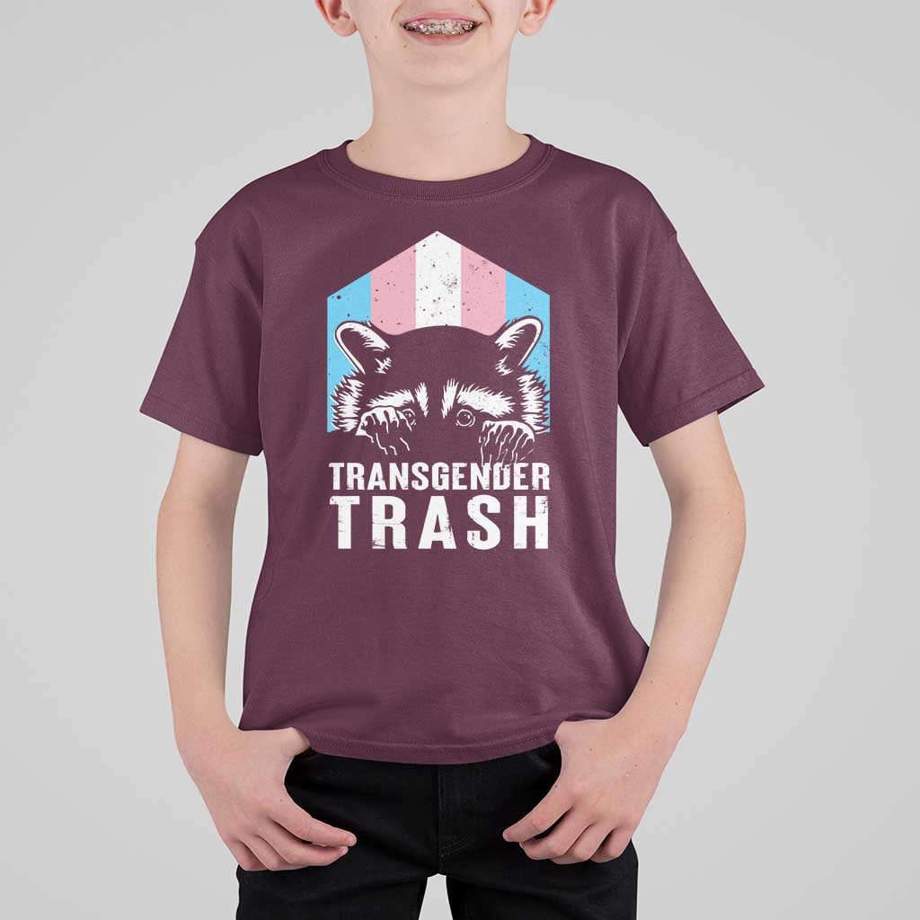Transgender Trash Raccoon T Shirt For Kid LGBT Vintage Rainbow Flag Pride Month - Wonder Print Shop