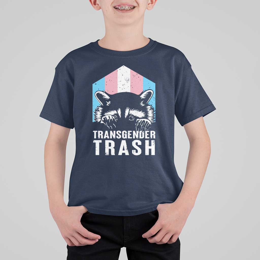 Transgender Trash Raccoon T Shirt For Kid LGBT Vintage Rainbow Flag Pride Month - Wonder Print Shop