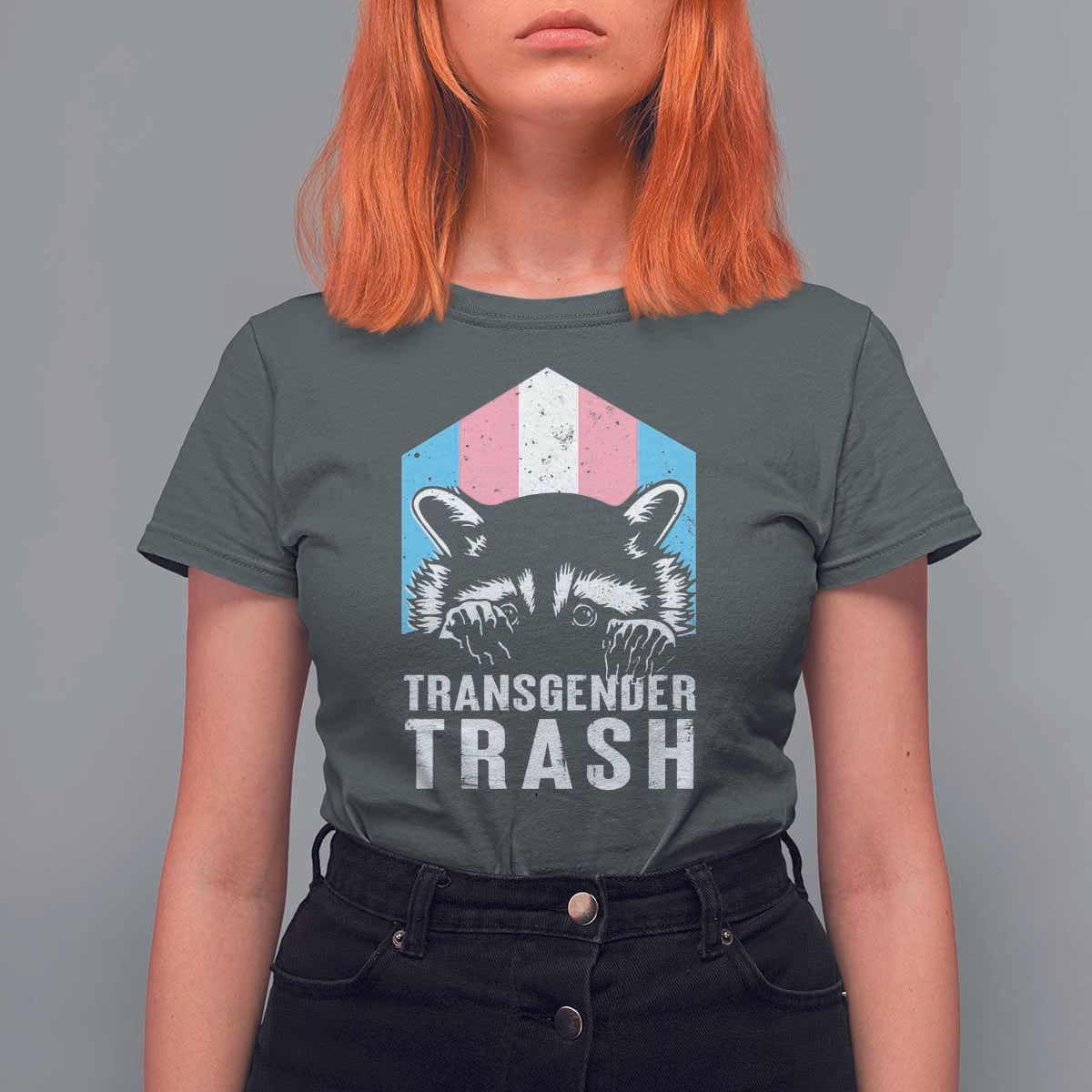 Transgender Trash Raccoon T Shirt For Women LGBT Vintage Rainbow Flag Pride Month - Wonder Print Shop