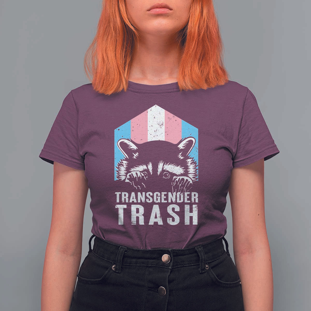 Transgender Trash Raccoon T Shirt For Women LGBT Vintage Rainbow Flag Pride Month - Wonder Print Shop