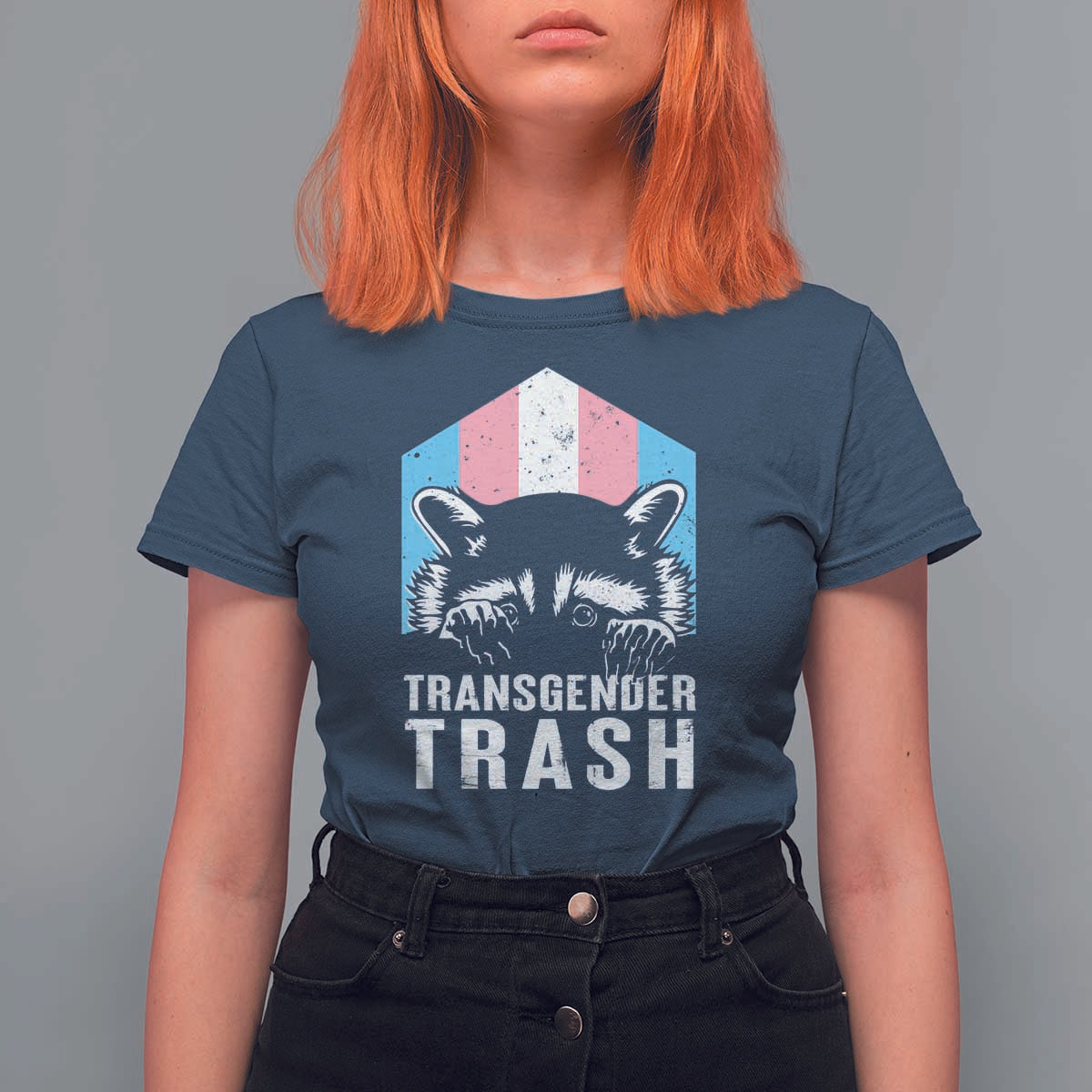 Transgender Trash Raccoon T Shirt For Women LGBT Vintage Rainbow Flag Pride Month - Wonder Print Shop