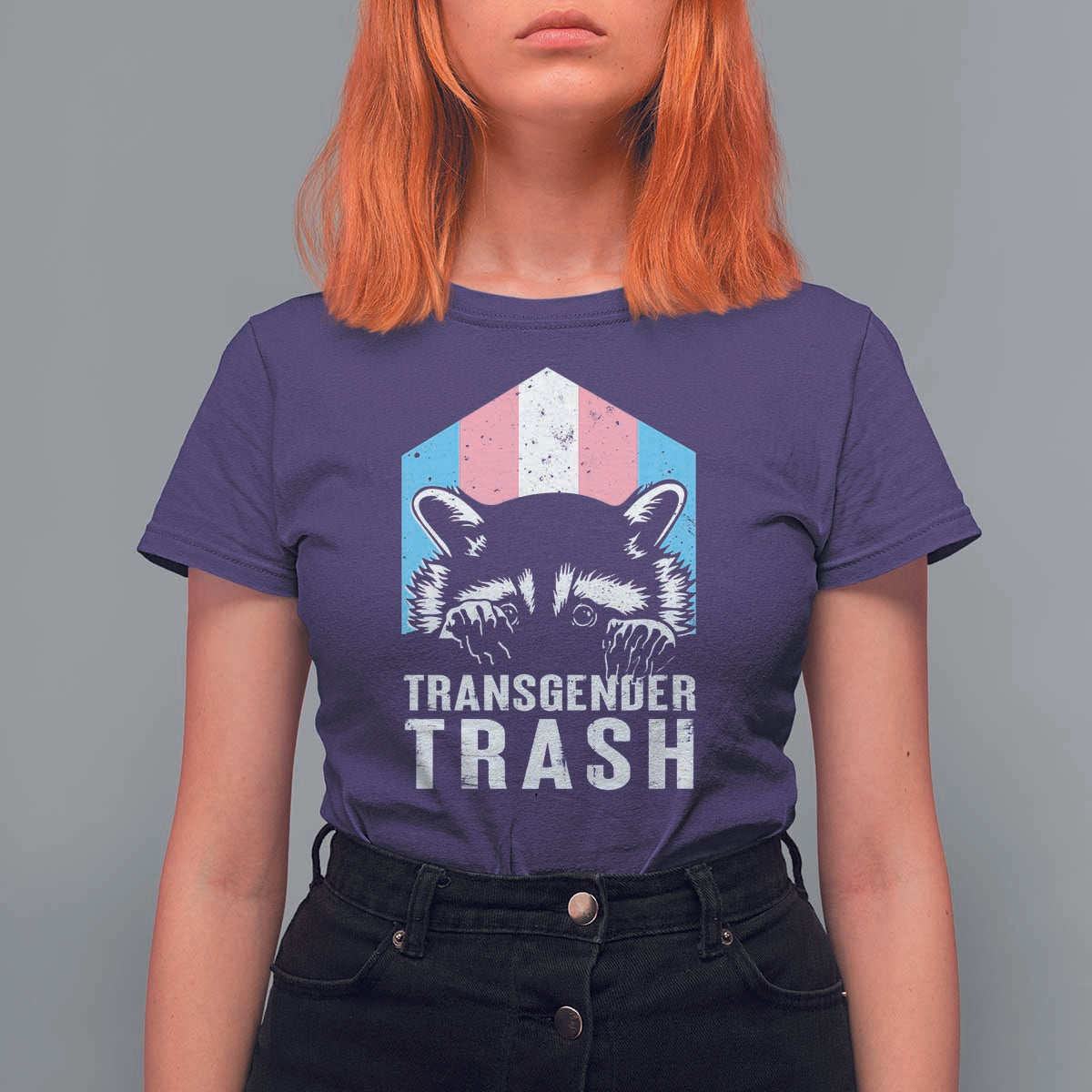 Transgender Trash Raccoon T Shirt For Women LGBT Vintage Rainbow Flag Pride Month - Wonder Print Shop
