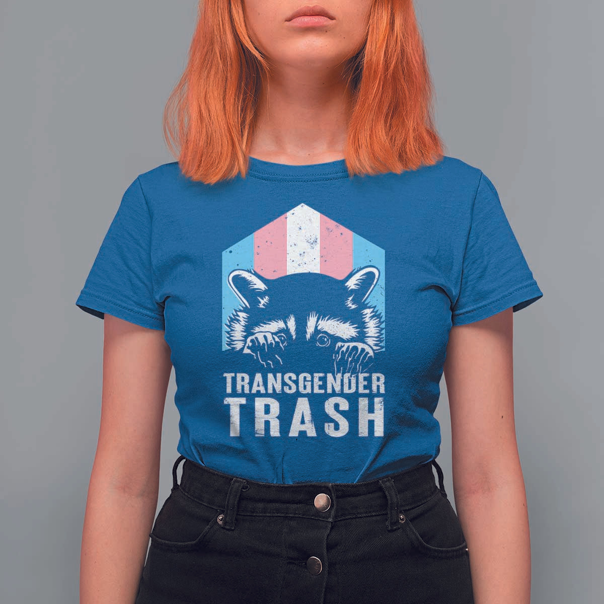 Transgender Trash Raccoon T Shirt For Women LGBT Vintage Rainbow Flag Pride Month - Wonder Print Shop