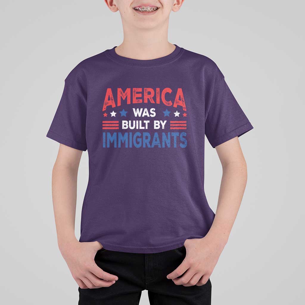 Funny America Was Built By Immigrants T Shirt For Kid Stars Stripes - Wonder Print Shop